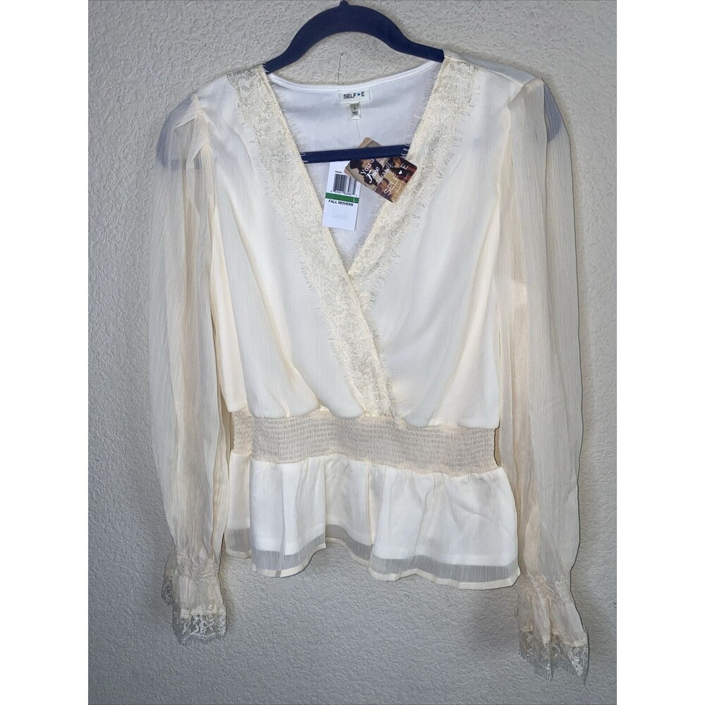 Womens Floral Lace Trim Blouse Crop L Crochet sexy fairy dainty coquette